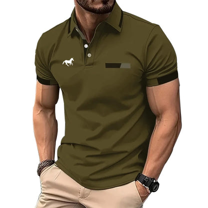 Men Summer Short Sleeve Fashion Slim Fit Polo Shirt 100% Polyester Quick Drying Business Casual Polo Shirt Tops 3D Digital Print