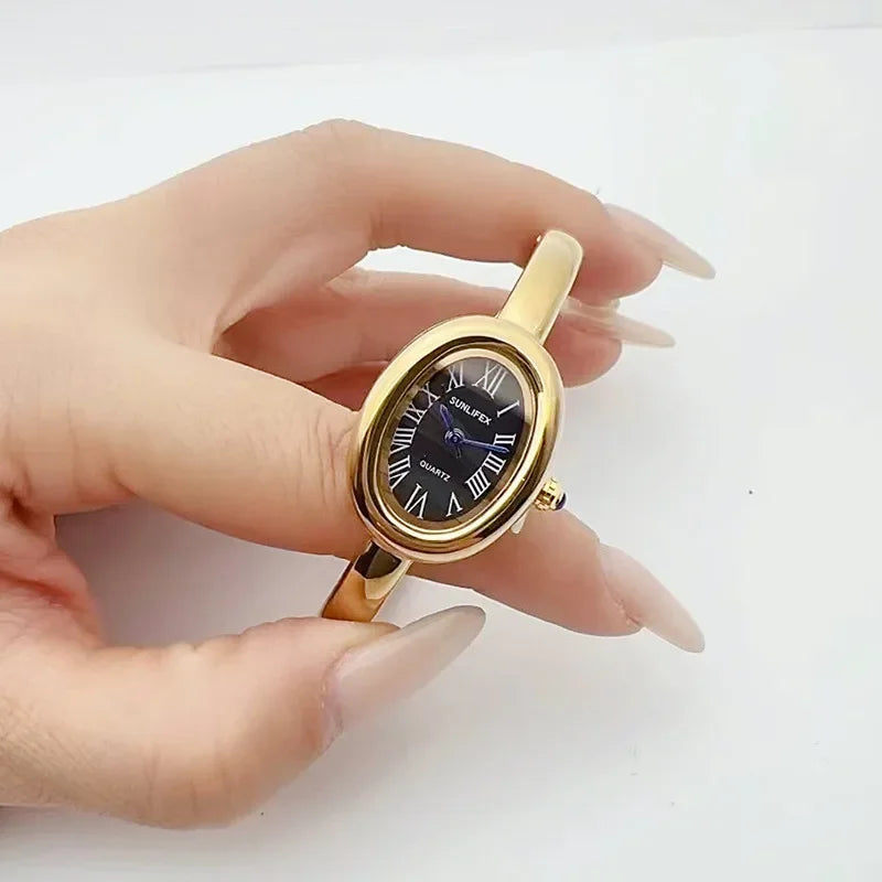 Famous Brand Women Quartz Watch Fashion Luxury Gold Wristwatch Gift Ladies Rome Dial Bracelet Watch Dropshipping Clock