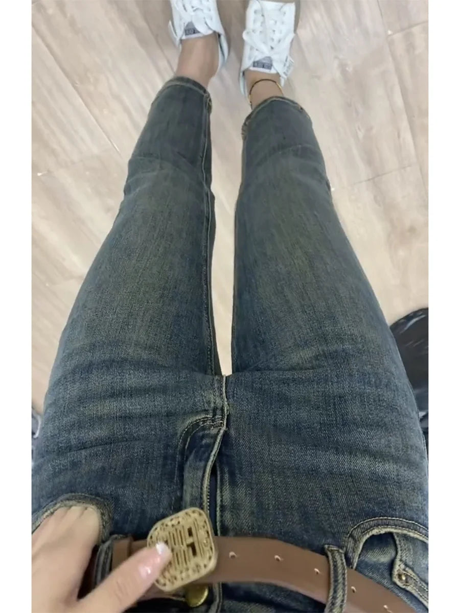 Y2k Jeans Straight Leg Women's Jeans High-waisted Slimming Stretch
