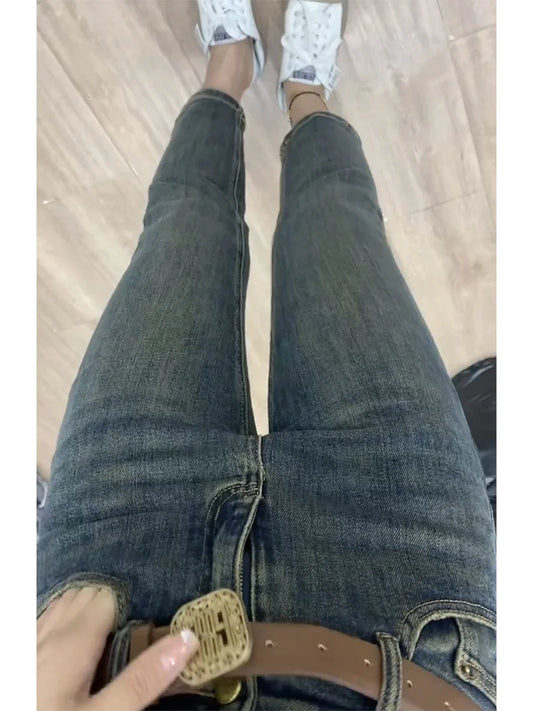 Y2k Jeans Straight Leg Women's Jeans High-waisted Slimming Stretch