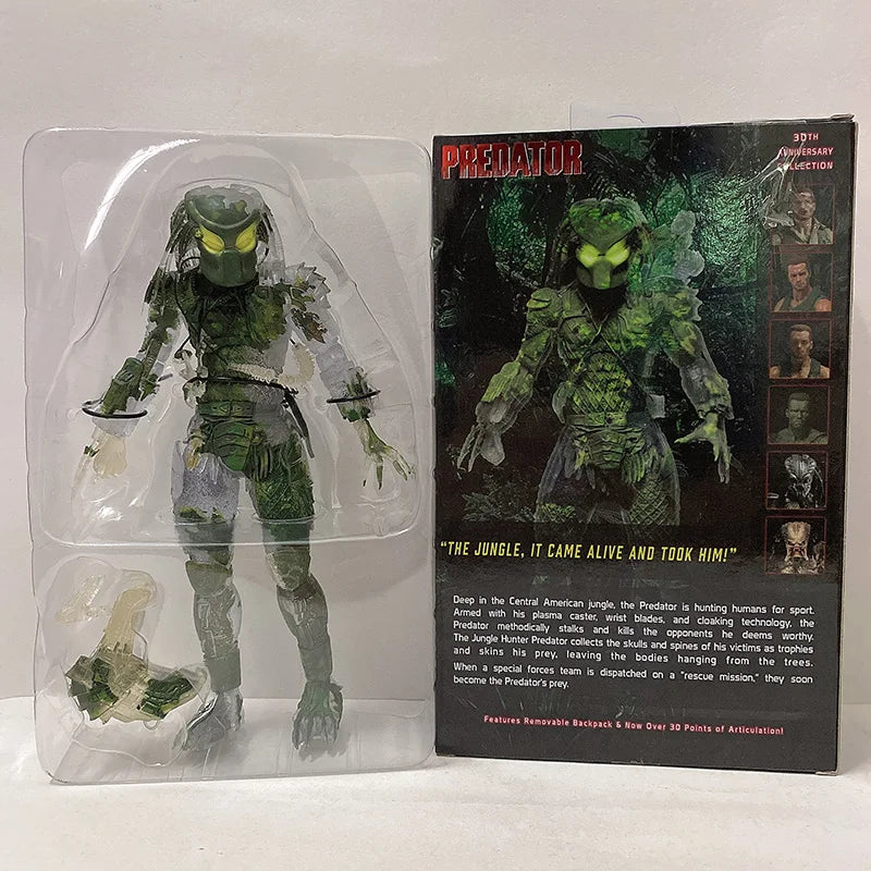 Aliens vs Predator Jungle Demon Predator Hunter Unmasked Masked Action Figure 30th Anniversary Model Toys Desktop Decoration
