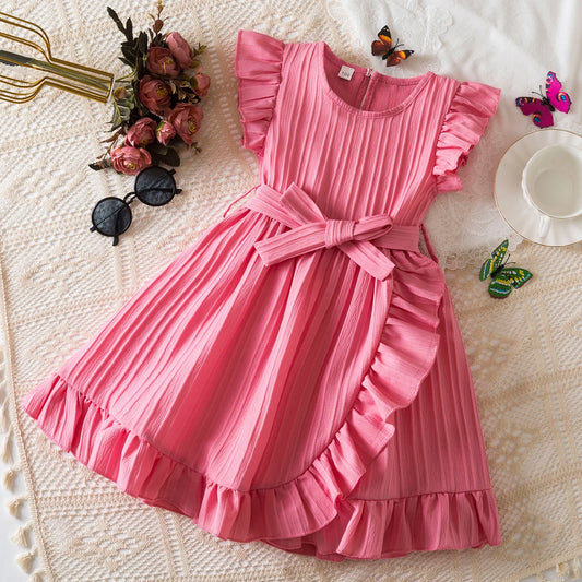 Dress for Kids Girls 3-8 Years Ruffles Sleeves Elegant Princess Dresses