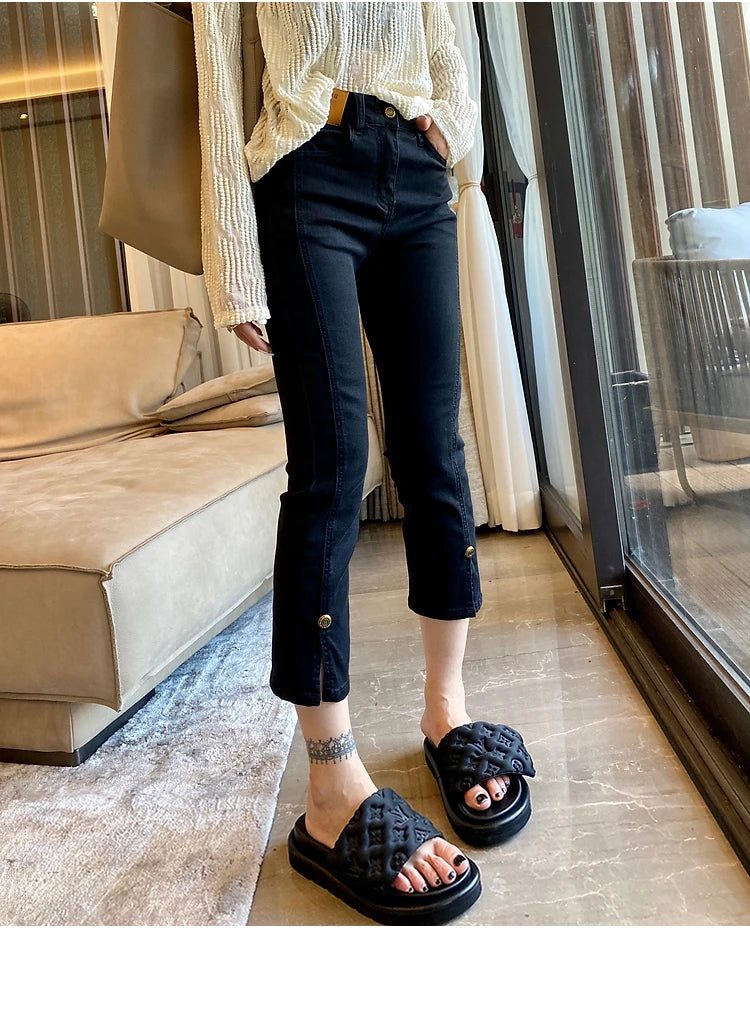 Y2k Large Size High Waist Jeans Women's Summer Thin Fat Mm Thin Straight