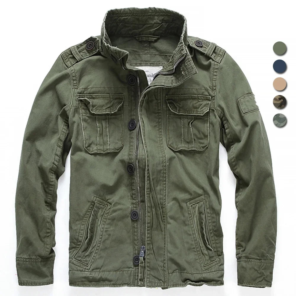 Men Jacket Men M65 Denim Retro Cargo Jackets Outdoor Multi Pockets