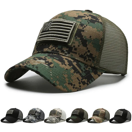 Men American Flag Camouflage Baseball Cap Male Outdoor Breathable Tactics