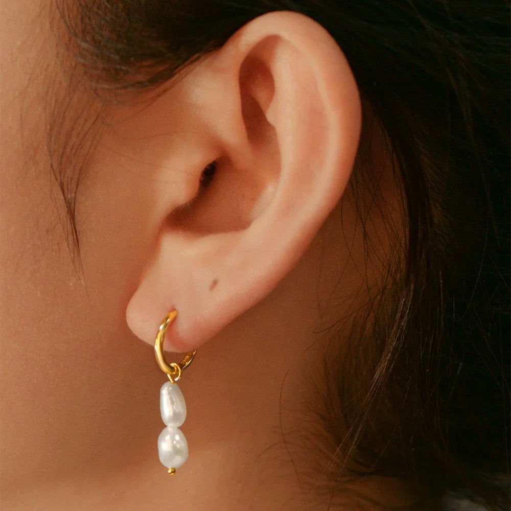 925 Sterling Silver Earring Fashion Geometry Butterfly Zircon Asymmetry Pearl Drop Earring Simple Temperament Trend Women Ear Je