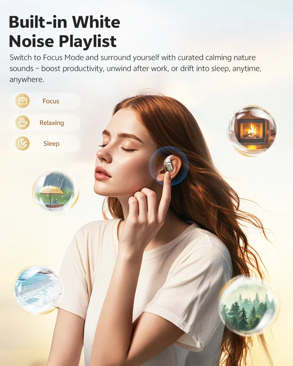 QCY Crossky R70 Open-Ear Wireless Headphones Hi-Res with LDAC OWS Earphones Bass Boost Bluetooth 6.0 Earhook Sport Earbuds 52Hrs