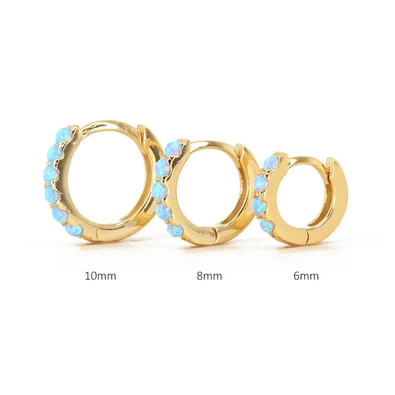 ROXI 6/8/10mm Size Opal Round Hoop Earrings For Women 925 Sterling Silver Circle Earrings Jewelry Bohemia Pendiente Plata 1piece