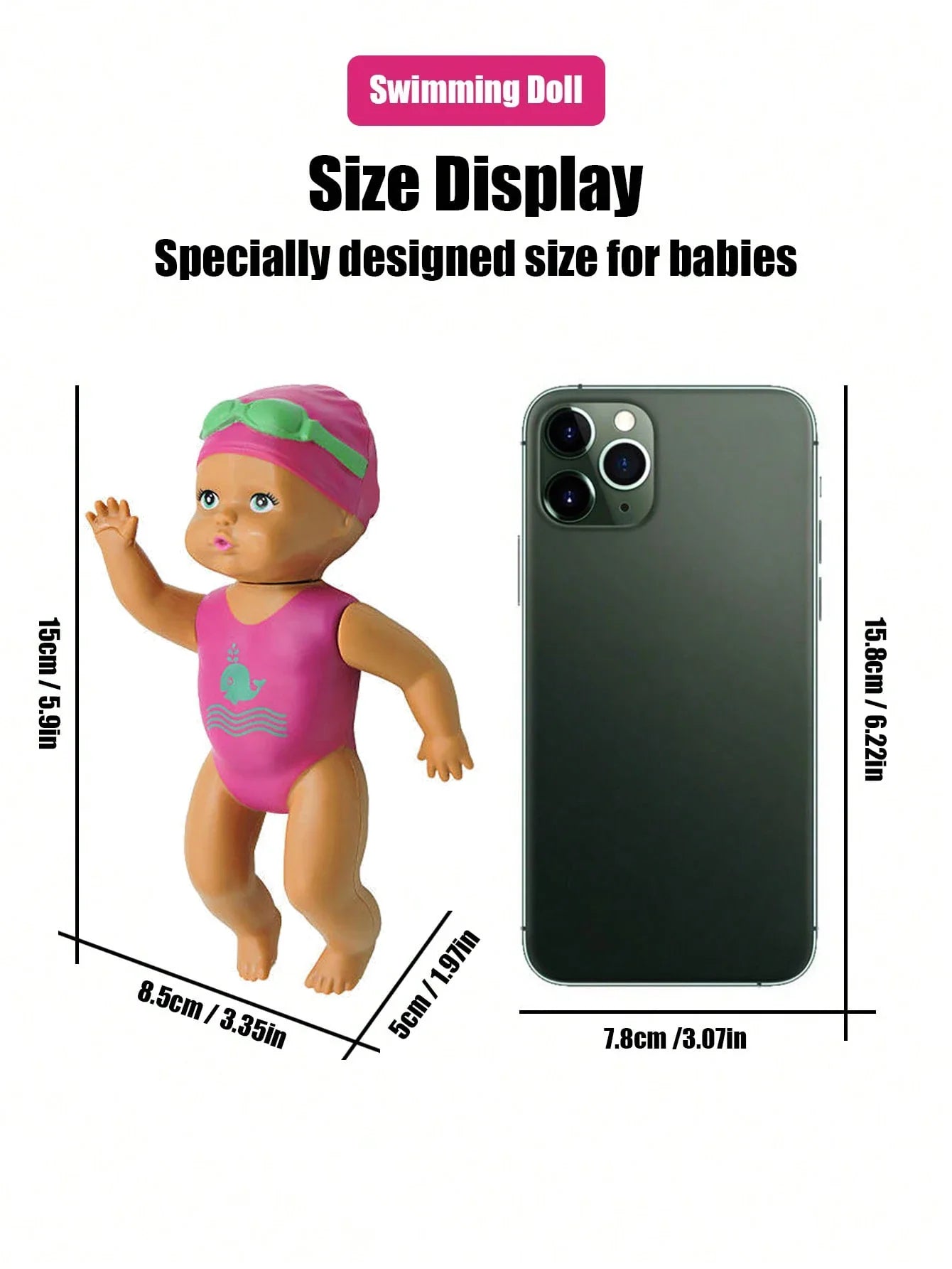 1pcs 6 Inch Mini Swimming Doll Kids Bathroom Bath Toy Baby Bathtub Toy on chain automatic Swimming Little Doll