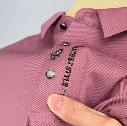 Brand high-end ice silk short sleeved men's POLO shirt 2024summer fashionable embroidery design top breathable and cool T-shirt