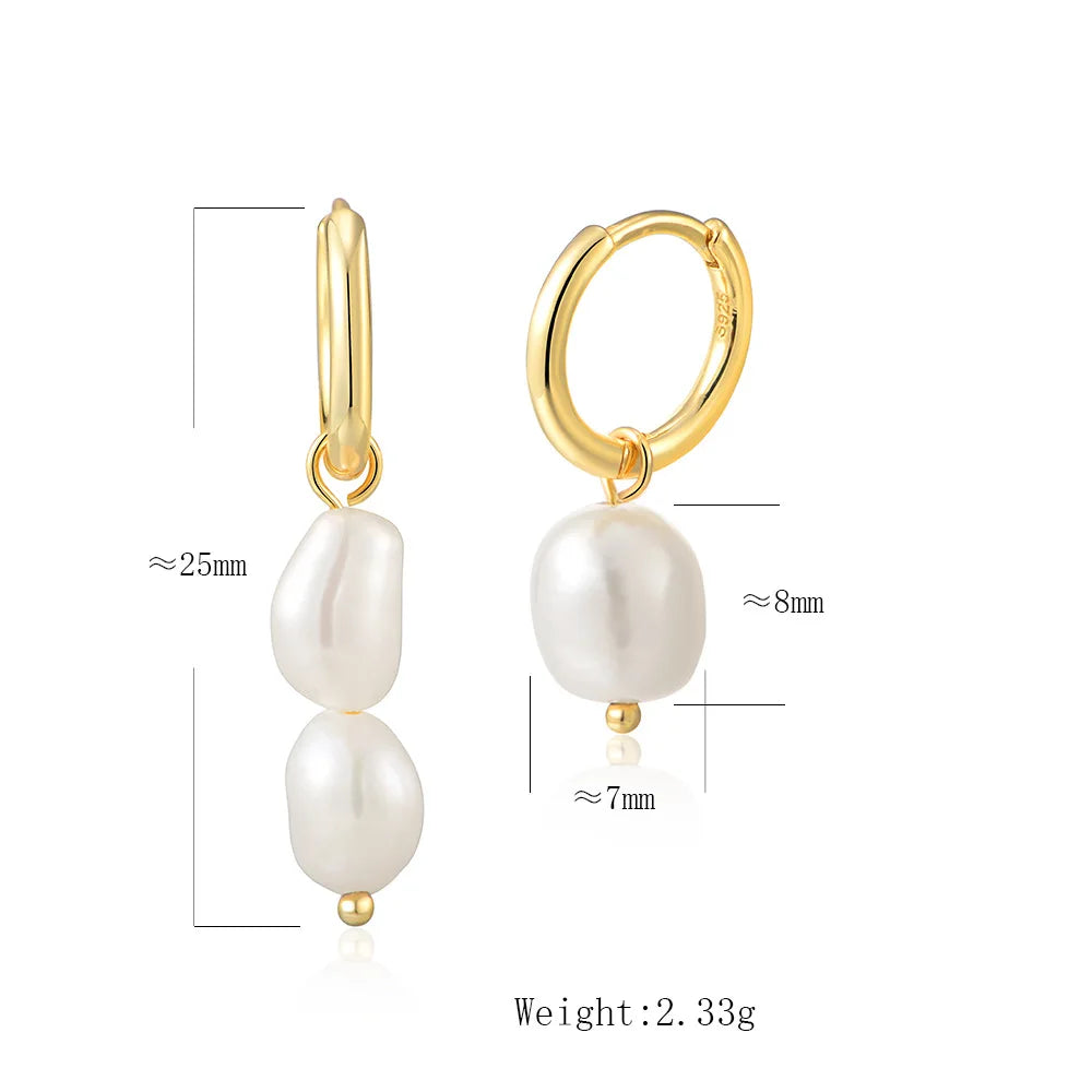 925 Sterling Silver Earring Fashion Geometry Butterfly Zircon Asymmetry Pearl Drop Earring Simple Temperament Trend Women Ear Je