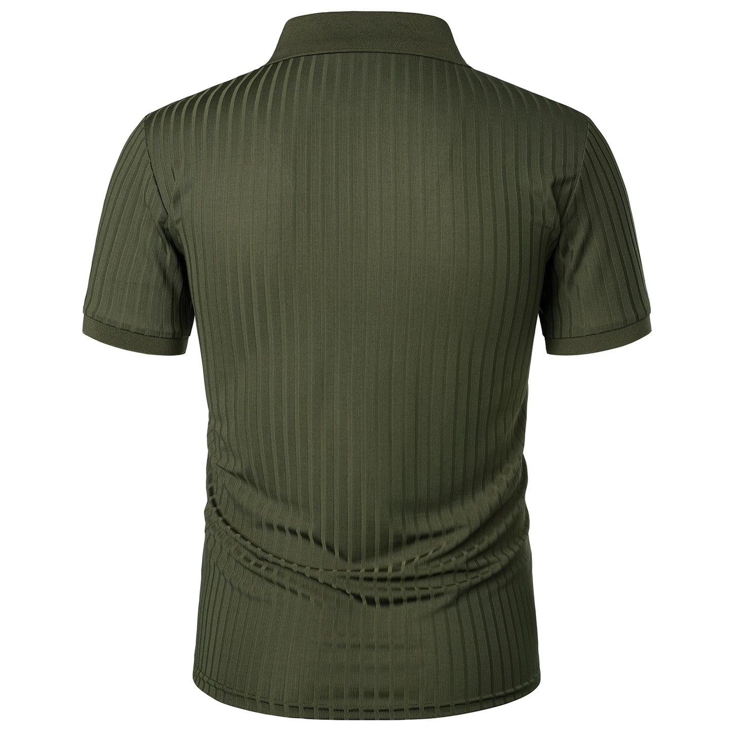 Men's running sports fitness wear summer high stretch vertical short-sleeved POLO shirt slim knit base shirt