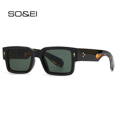 Men Sunglasses Vintage Punk Gradient Women Trending Dark Green Sunglasses