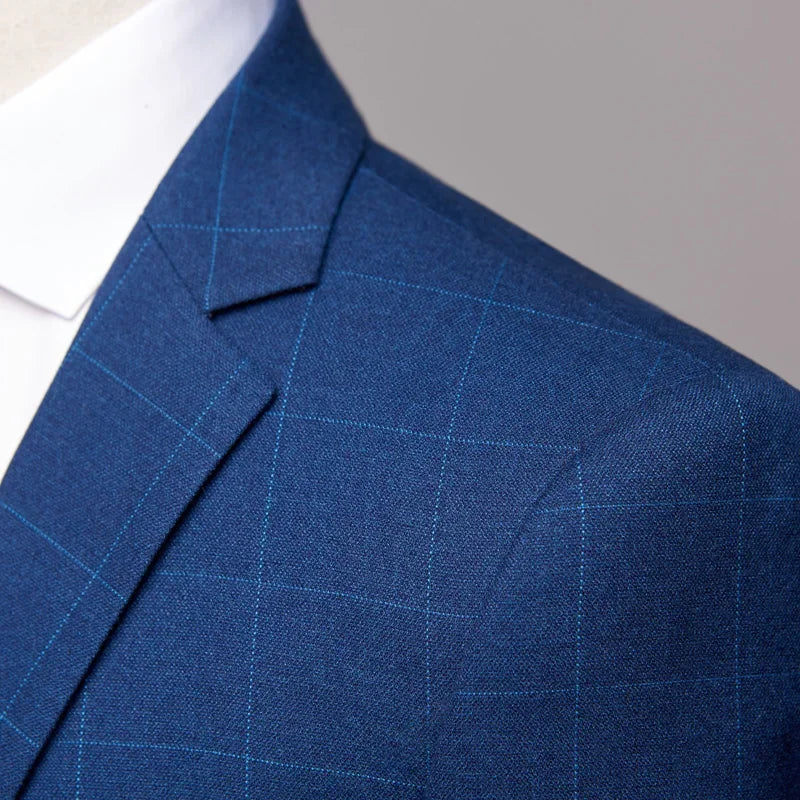 Tuxedo for Mens: Blazer Vest Pants High-end Brand Boutique Plaid Casual Business Suit