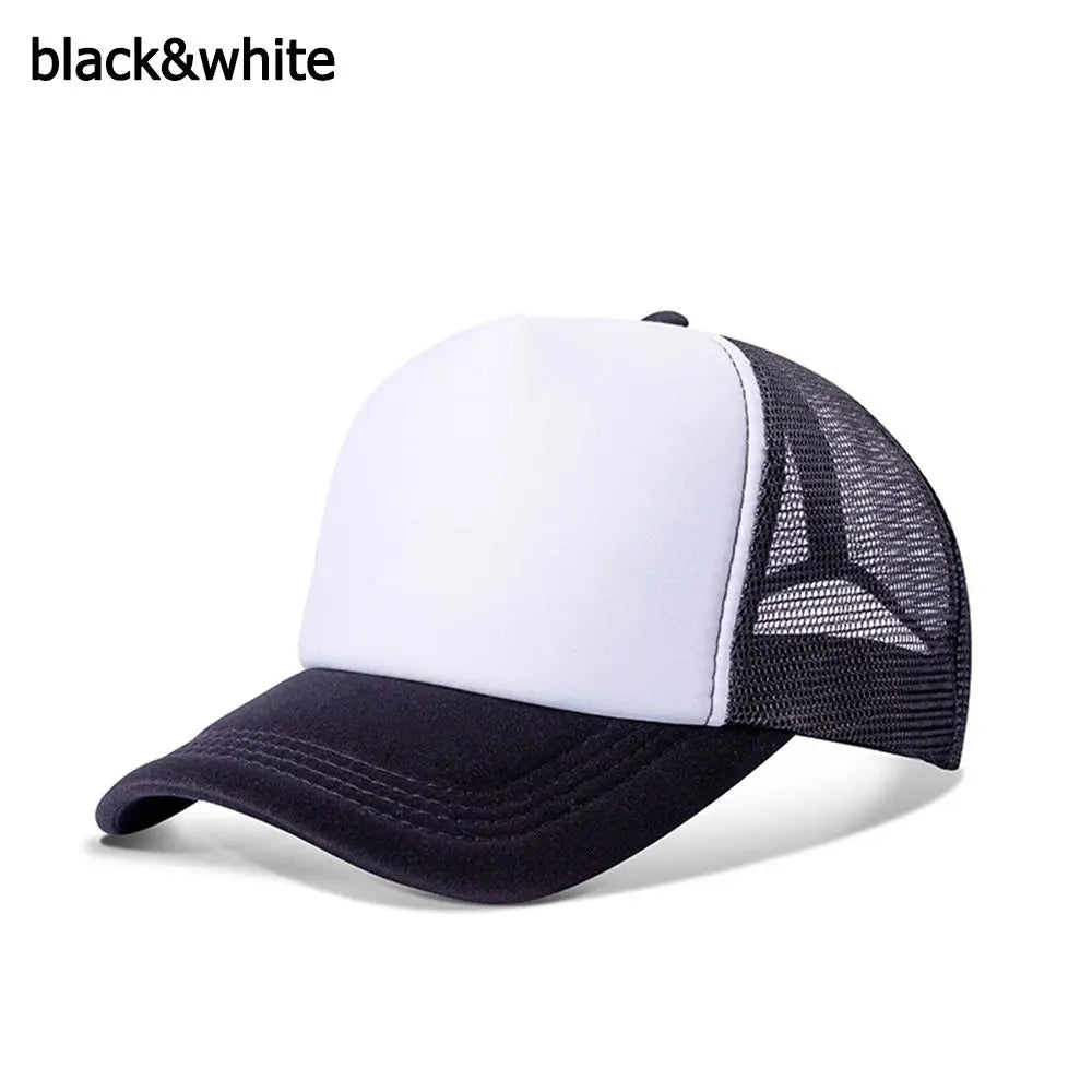 Fashion Unisex Plain Baseball Cap Adjustable Trucker Baseball Cap Snapback Mesh Curved Mens Womens Sun Summer Hat