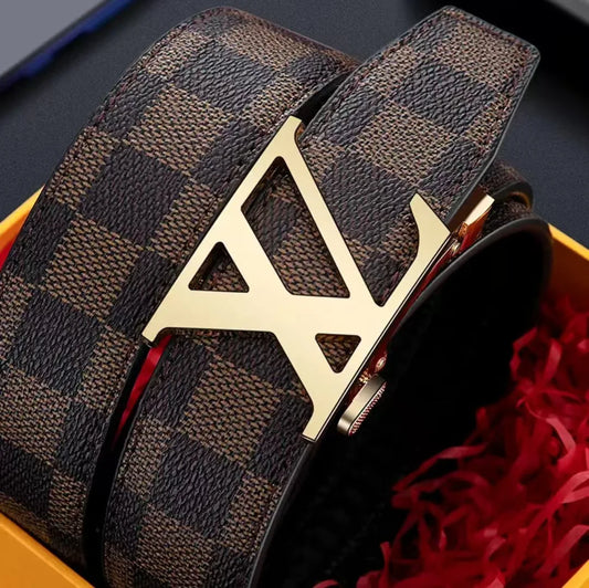 2026 Top Grain Leather Genuine Leather Belt Automatic Buckle High Quality For Business Casual Plaid Pants