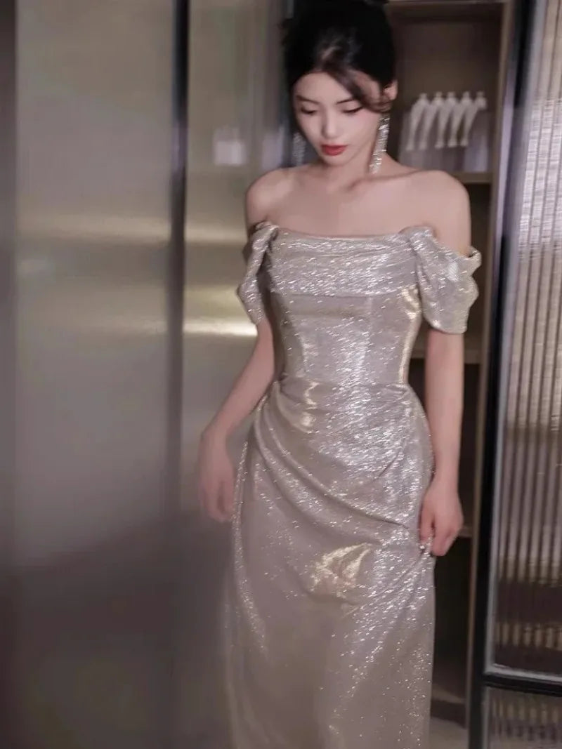 Evening wear Dresses: Ruched Mermaid Sleeveless Sequins Evening Dress