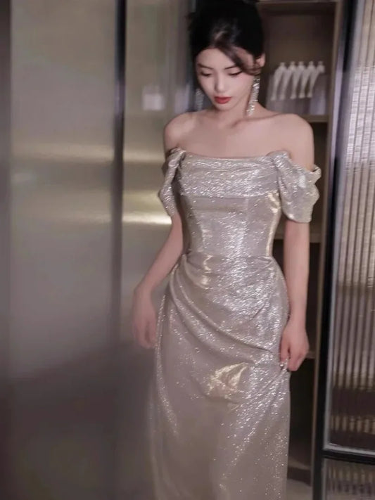 Evening wear Dresses: Ruched Mermaid Sleeveless Sequins Evening Dress