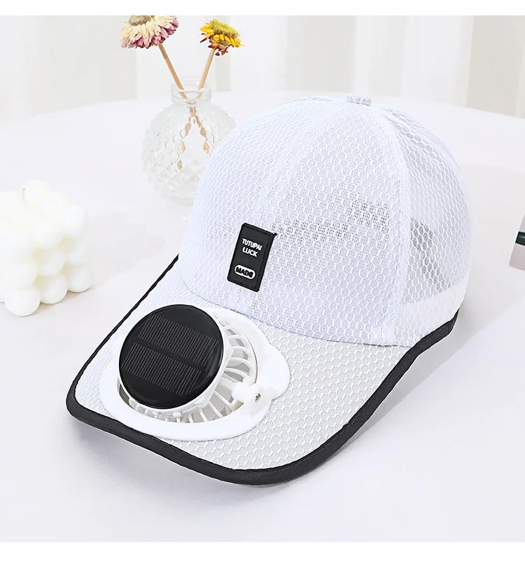 Outdoor Mesh Cap Solar Powered Charging Fan Cap Summer New Style Breathable Sunshade Sun Protection men's women's Adults Mz126