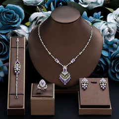 2024 Elegant Wedding Jewelry Set for Women Dubai UAE Bridal 4-piece Jewelry