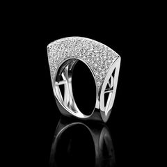 925 Sterling Silver Personality Jewelry Irregular Hollow Out Diamond Ring Ladies Bar