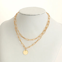 Fashion Vintage Round Charm Layered Necklace Jewelry Clothing