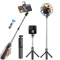 Roreta Wireless Tripod Stand Selfie Stick with Light Bluetooth Remote Control Extendable