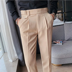 British High-waist Pant Men Social Pant Traje Hombre Formal Dress Pants