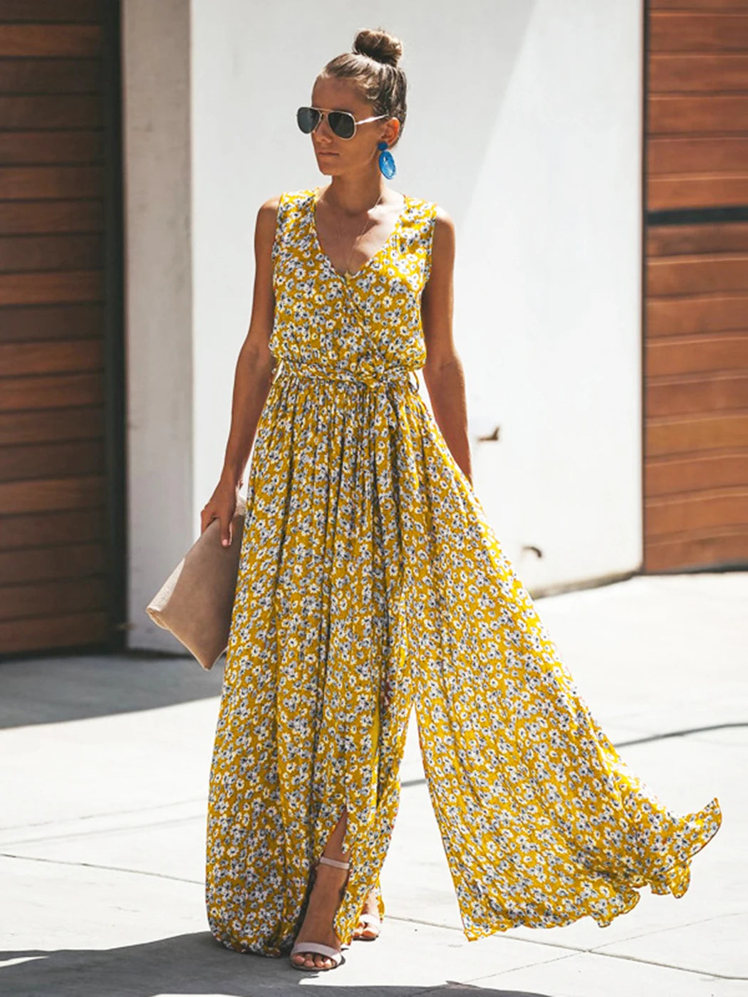Jastie Women Summer Dress Floral Print Maxi Dresses Bohemian Hippie Beach Long Dress Women's Clothing 2025 vestidos de verano