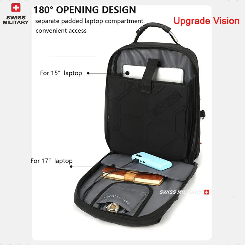 SWISS MILITARY Fashion Travel Multifunction Large Capacity Male Bag Usb Charging Waterproof 23 inch Laptop Backpack Men Mochila