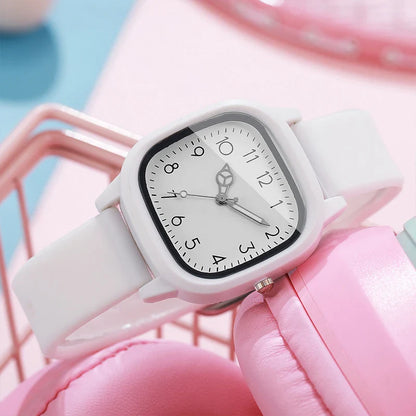 1/10PCS Fashion Square Women Watches Casual Silicone Band Quartz Wristwatch for Girls Clock Reloj Mujer（Without Box）