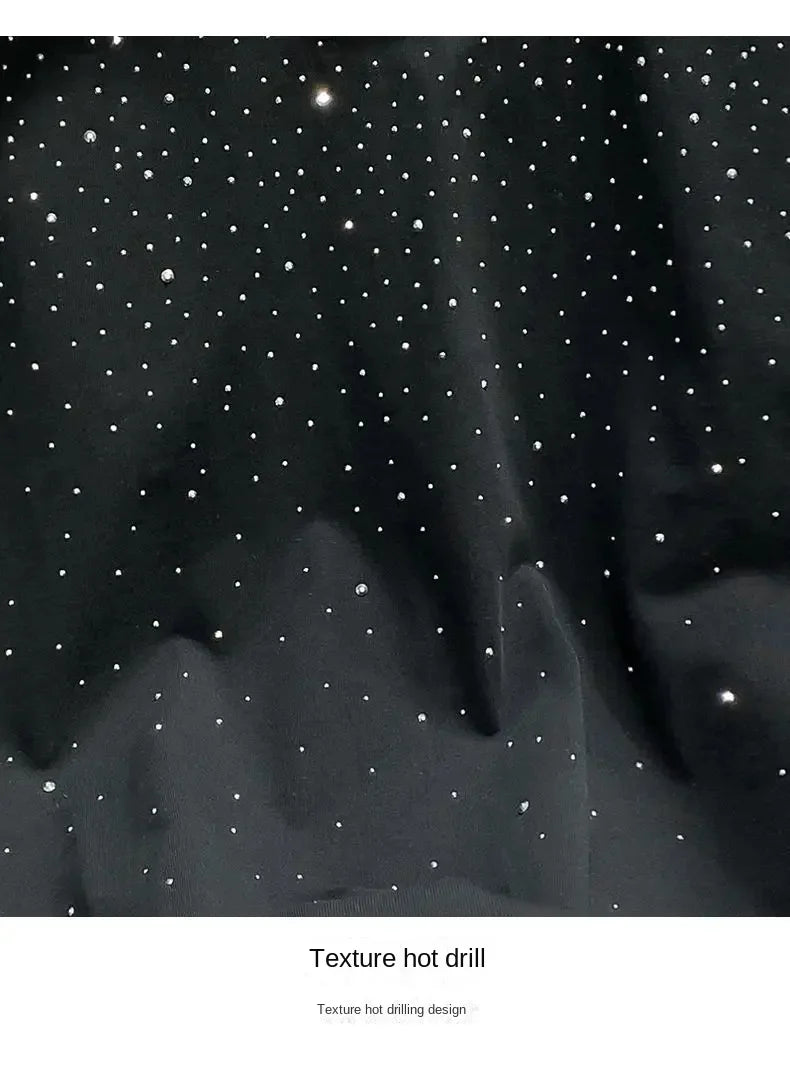 Summer Rhinestone Rivet T-shirt for Men Clothing Round Neck Casual T-shirt Fashion High Street 2025 Men's Summer Short Sleeves