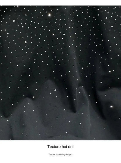 Summer Rhinestone Rivet T-shirt for Men Clothing Round Neck Casual T-shirt Fashion High Street 2025 Men's Summer Short Sleeves