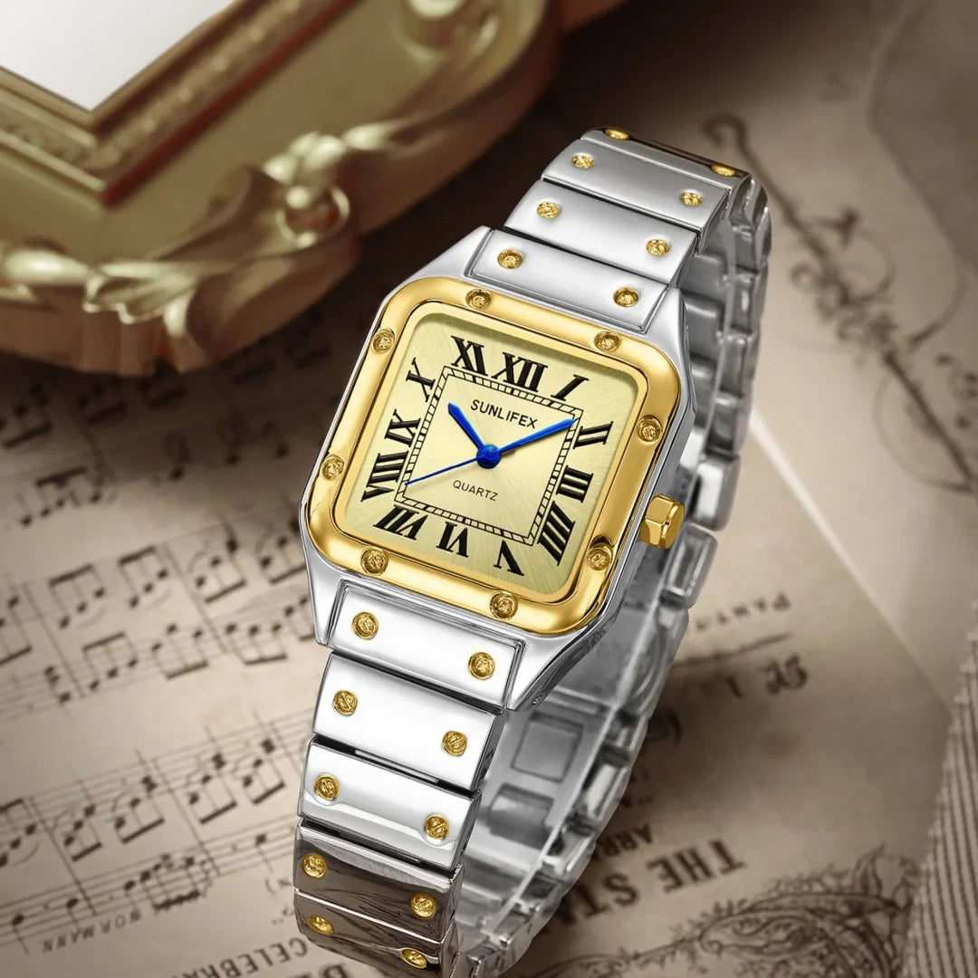 Square Women Watches Ladies Quartz Watch Female Wristwatch Stainless Steel Bamboo Strap Casual Lady Clock Watch Relogio Feminino