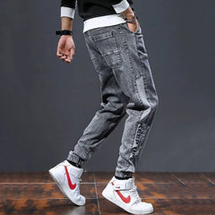 Spring Summer Black Blue Cargo Jeans Men Streetwear Denim Jogger Pants Men