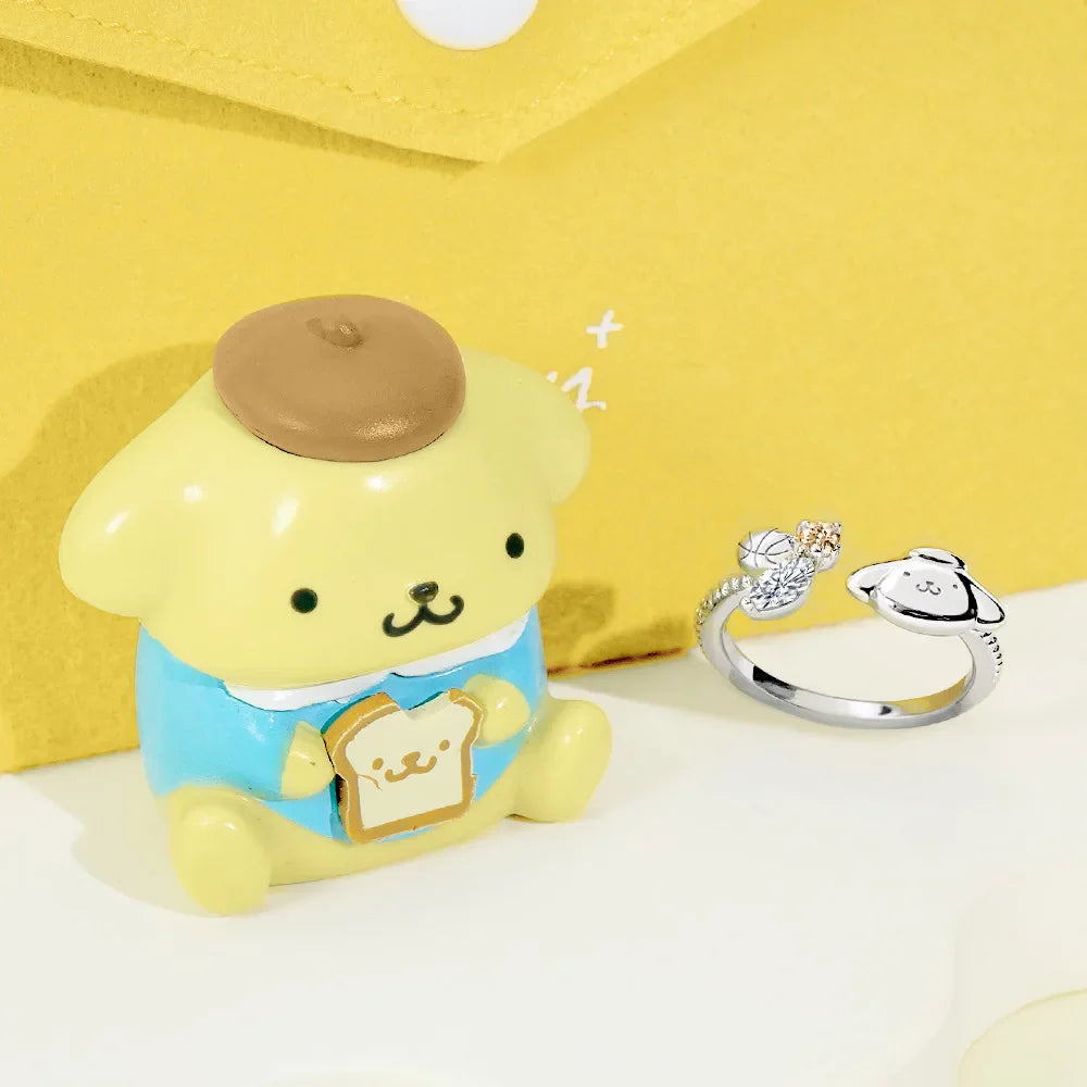 Sanrio Hello Kitty KUROMI College Mix Series-Pompompurin Cartoon Cute Personality Temperament Ring Party Friend's Birthday Gifts