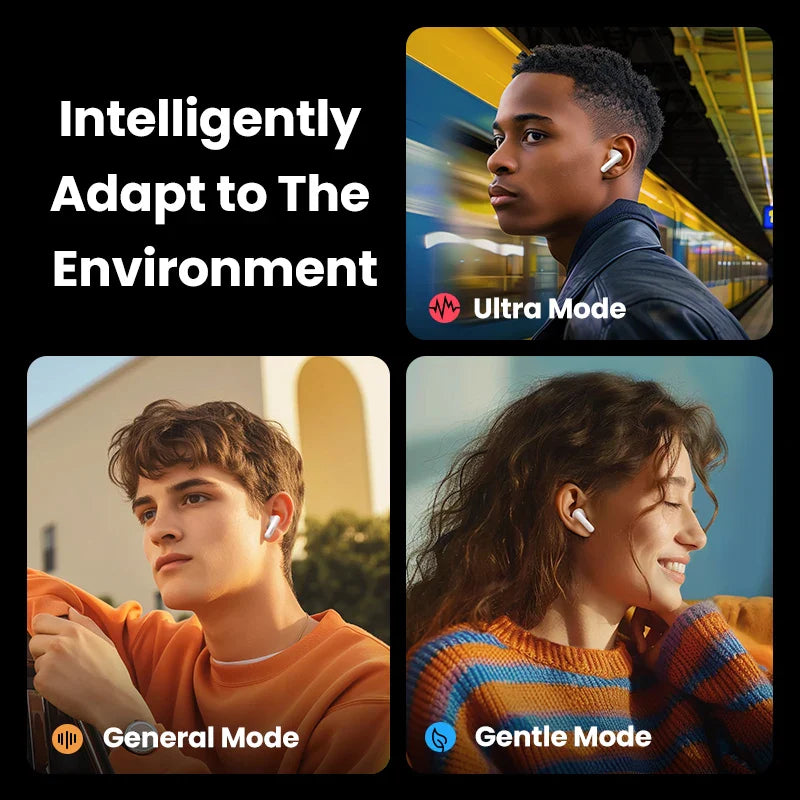 UGREEN Wireless Bluetooth Earphones Semi-Open ANC Adaptive Active Noise Cancelling Earbuds LDAC Hi-Res Audio Headphones Headset