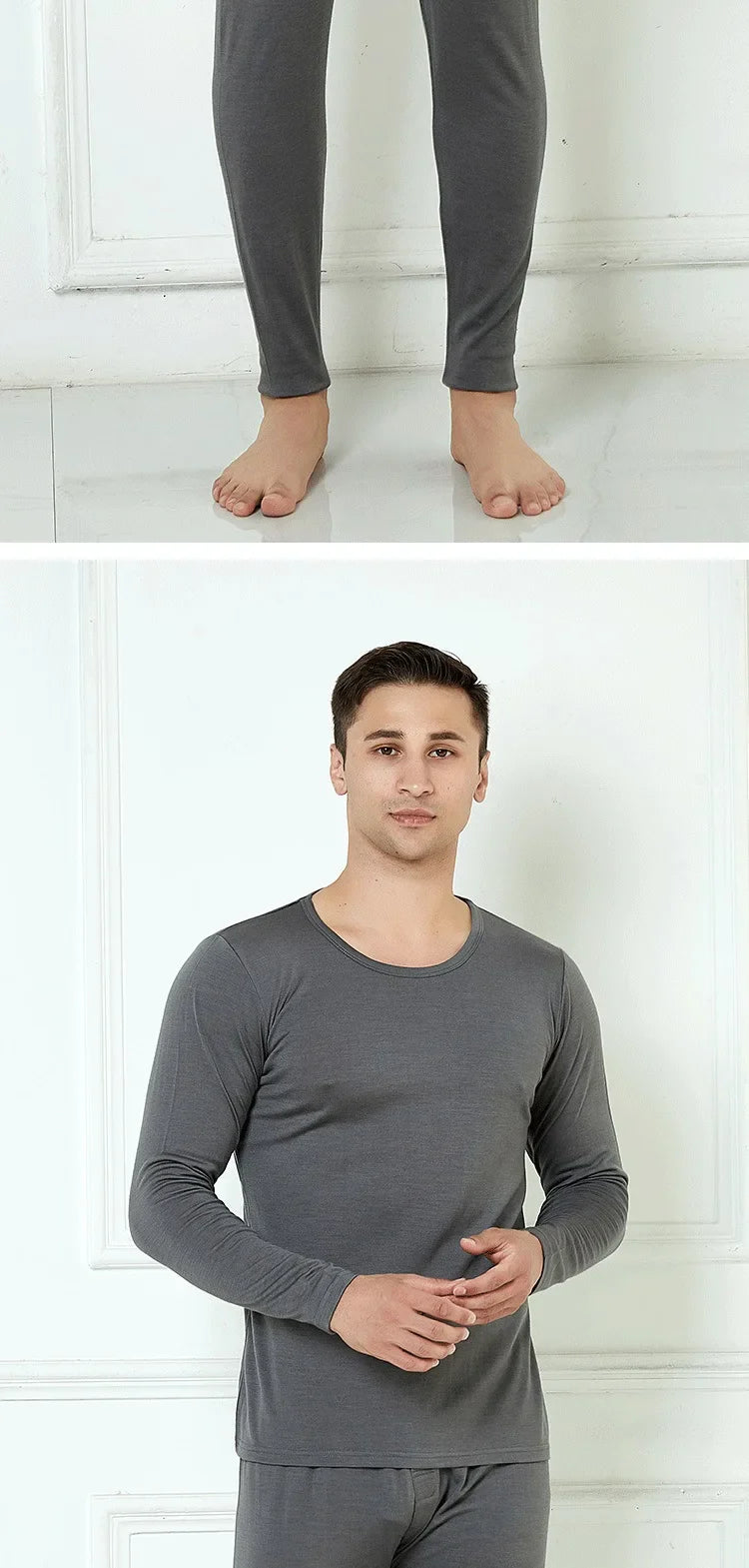 100% Merino Wool Base Layer Set Men 150G Winter Merino Wool Thermal Underwear Sets Lightweight Long Sleeve Top Bottom Pants