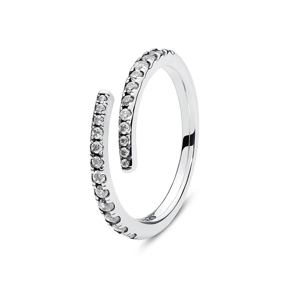 Hot selling 925 sterling silver ring, exquisite luxury, adjustable charm, square circular heart-shaped ring women's jewelry gift