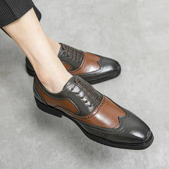 Men's Dress Oxford Shoes Fashion Genuine Leather printing Brogue