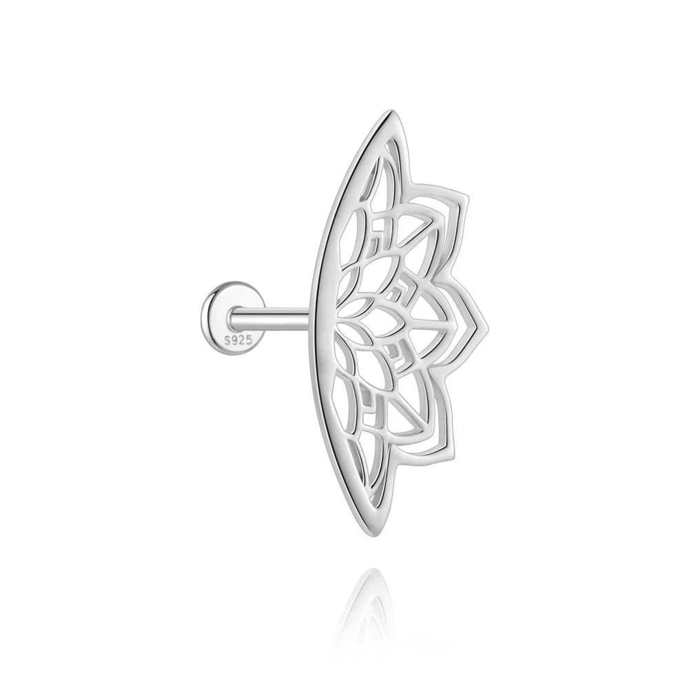 CANNER 1PC 925 Sterling Silver Crown Horse Eye Zircon Heart Flat Head Cartilage Piercing Stud Earring For Women Claasic Earring