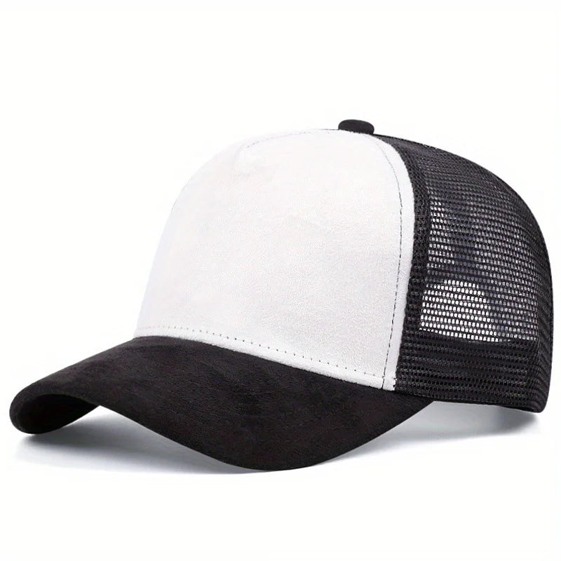 Unisex 5 panel Mesh Suede Trucker Hat  Men Baseball Cap Spring Summer Breathable Sports Hats