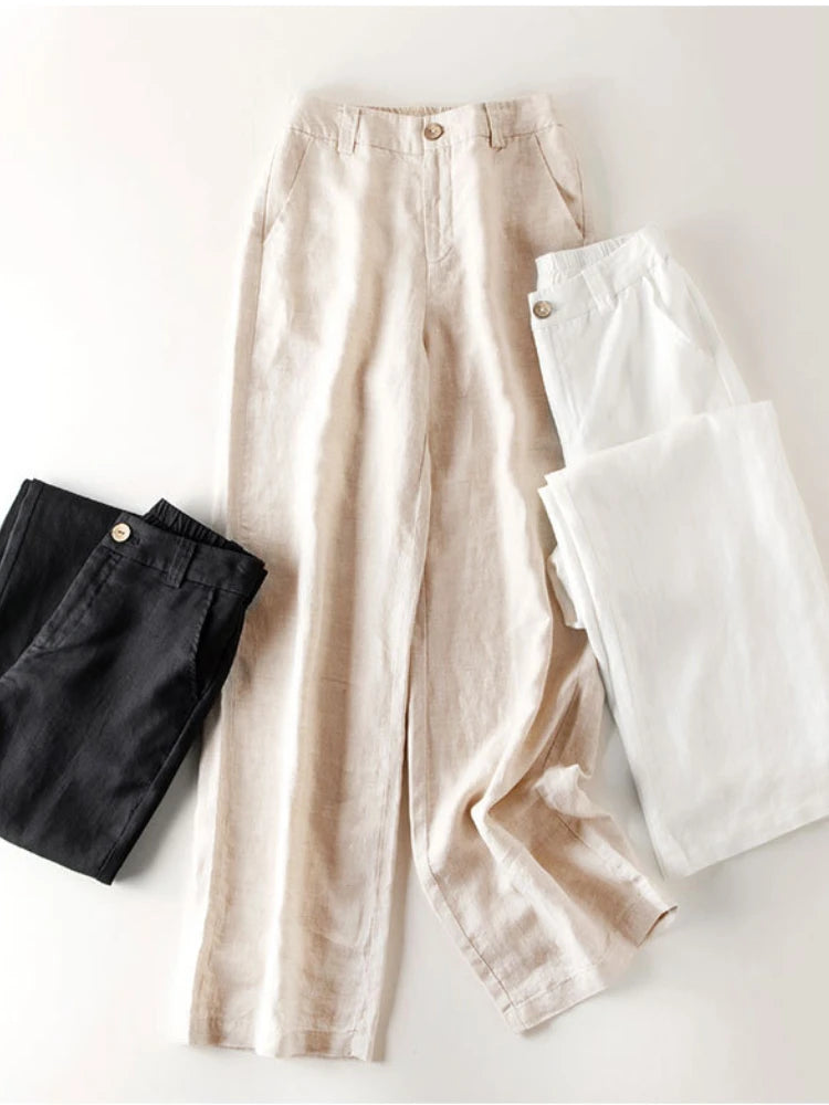 Women's Pants Summer Casual Wide Leg Loose Thin Cotton Linen Clothes