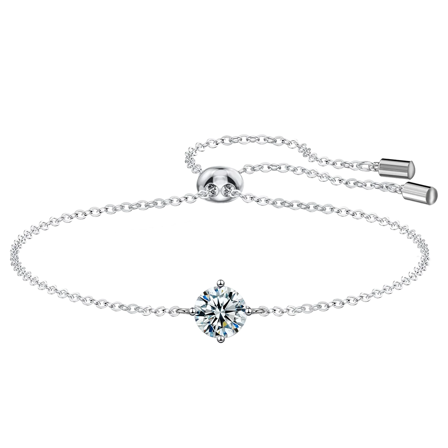 Certified 1CT Moissanite Solitaire Bracelets for Women Real Silver S925 Classic Lab Diamond Adjustable Wrist Chain Jewelry Men