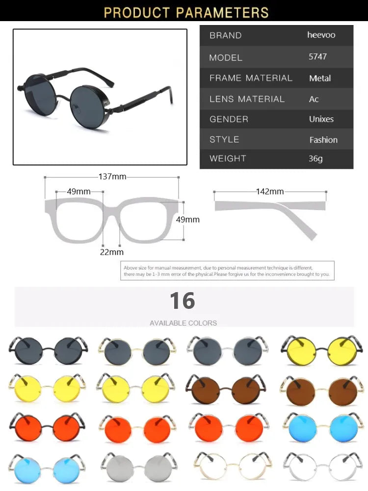 Sunglasses Men Women Fashion Round Glasses Brand Designer Vintage