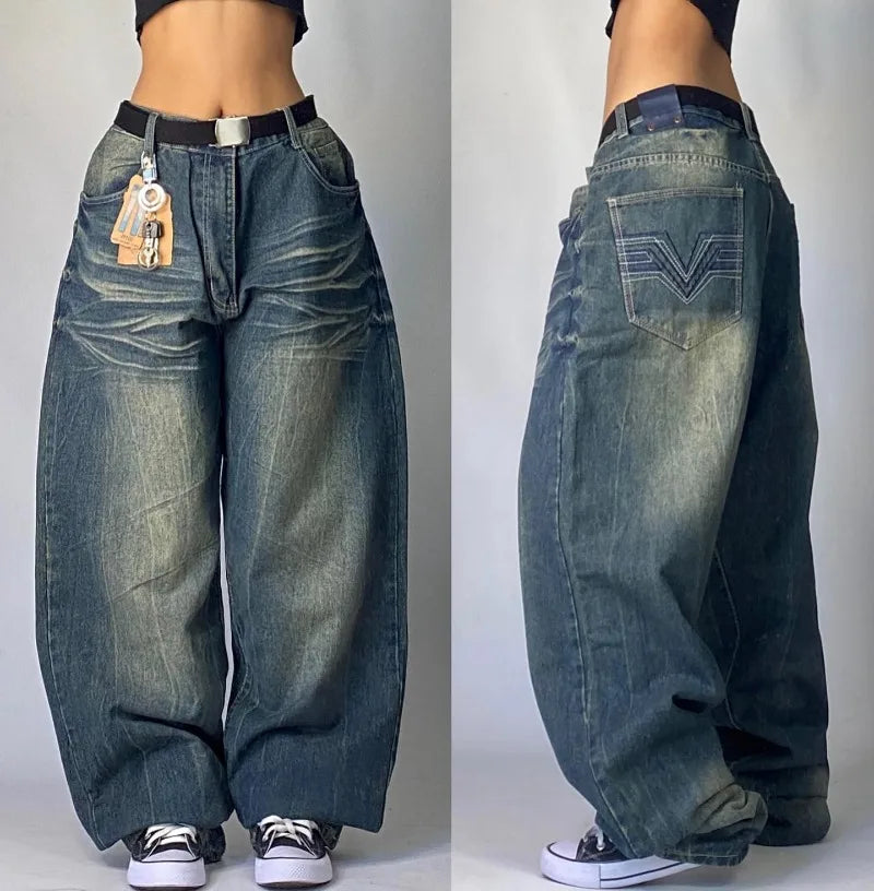 Baggy Jeans Y2K Street Fashion Hip Hop Popular Gothic Casual Joker Wide-leg Pants