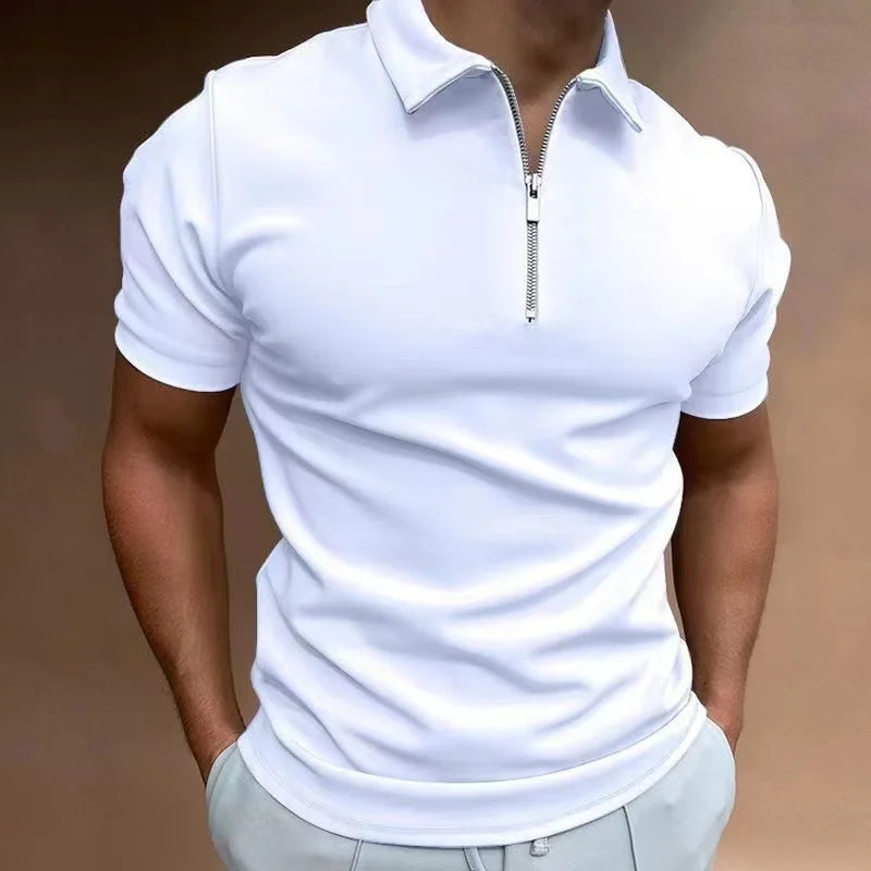 Business Men's Golf Polo Zipper Collar Short Sleeve Polo Shirt Outdoor Casual Daily Street Wear Summer Micro Elastic Polyester