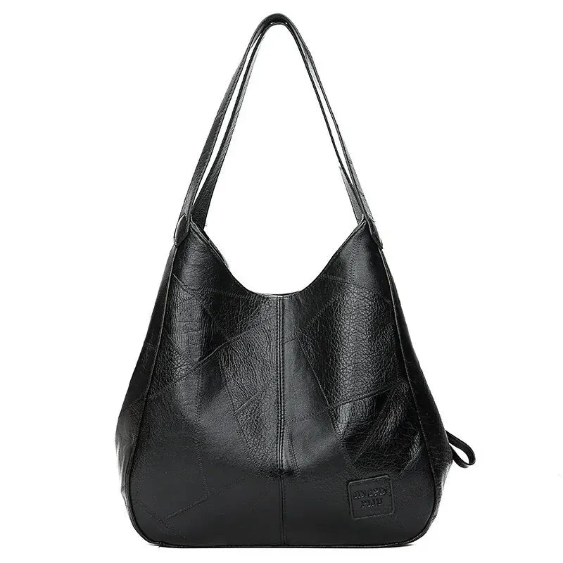 Vintage Women's Bag Leather Large Capacity Marble Grain Women's Shoulder Bag