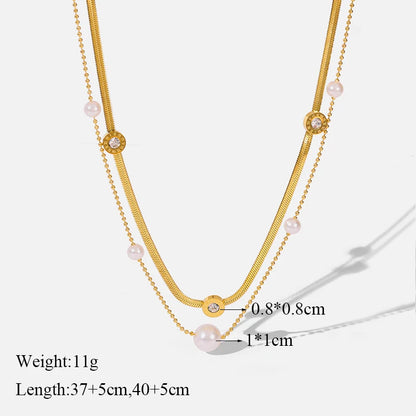 316L Stainless Steel Pearl Heart Pendant Necklace For Women Gold Color