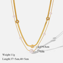 316L Stainless Steel Pearl Heart Pendant Necklace For Women Gold Color